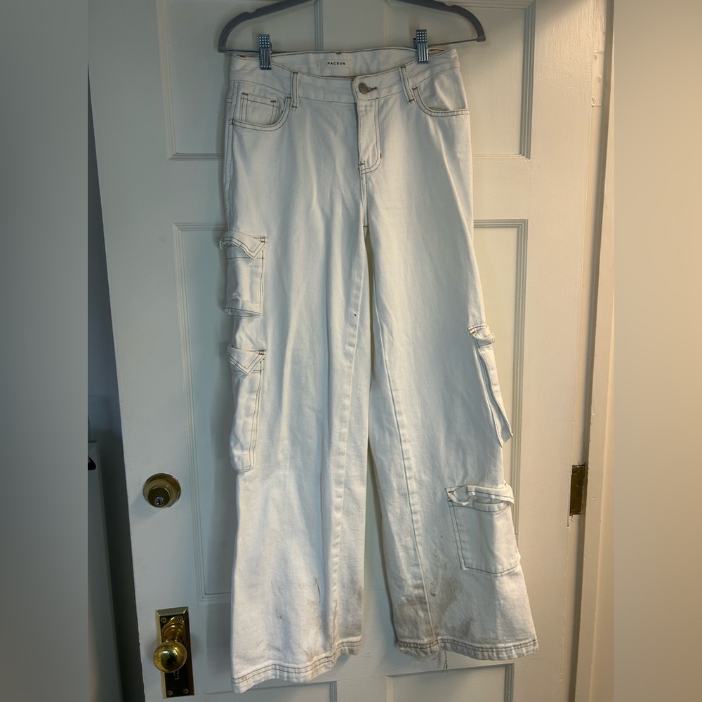 Women's White Cargo Jeans